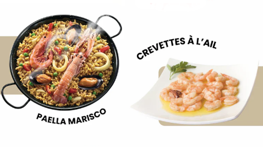 DUO PAELLA MARISCO + CREVETTE À L'AIL
